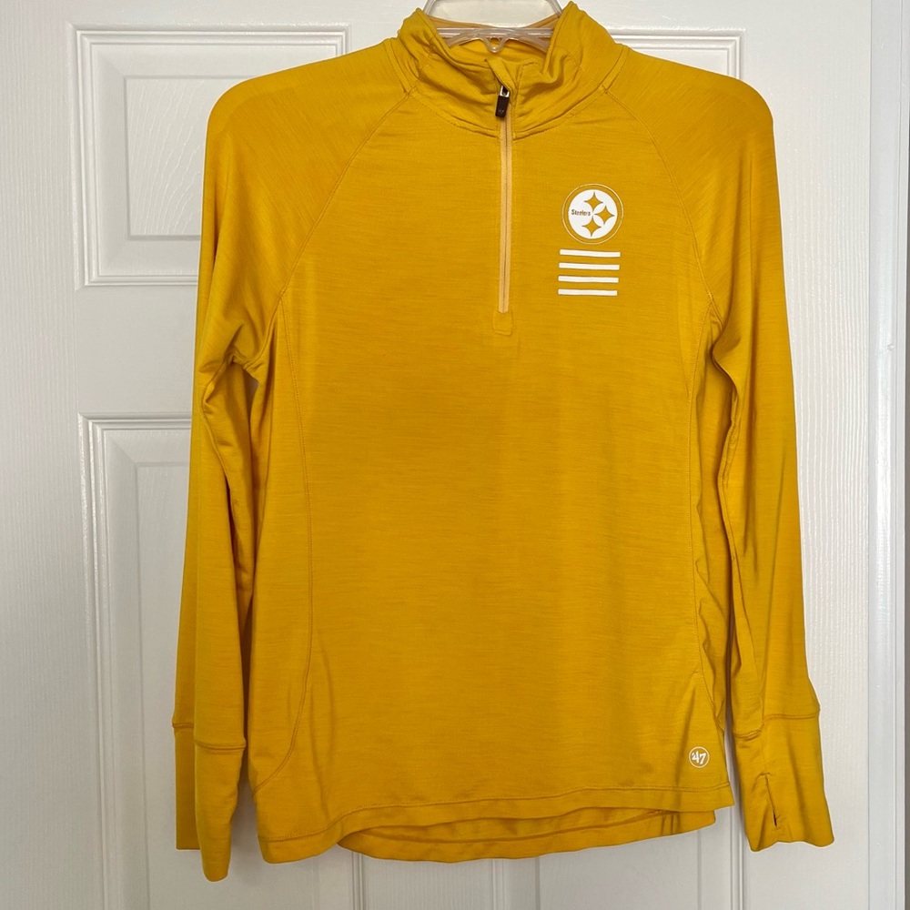 Pittsburgh Steelers 1/4 Zip Pullover Stretch Long Sleeve Thumb Holes Women’s S